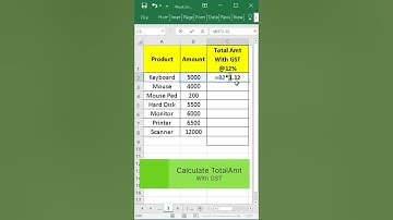 Gst calculate in excel | Calculate Gst formula in excel 👌✌#excel #exceltricks #rohitkvideos