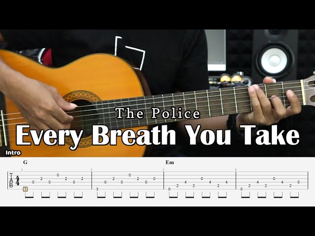 Every Breath You Take - The Police - Fingerstyle Guitar Tutorial + TAB & Lyrics class=