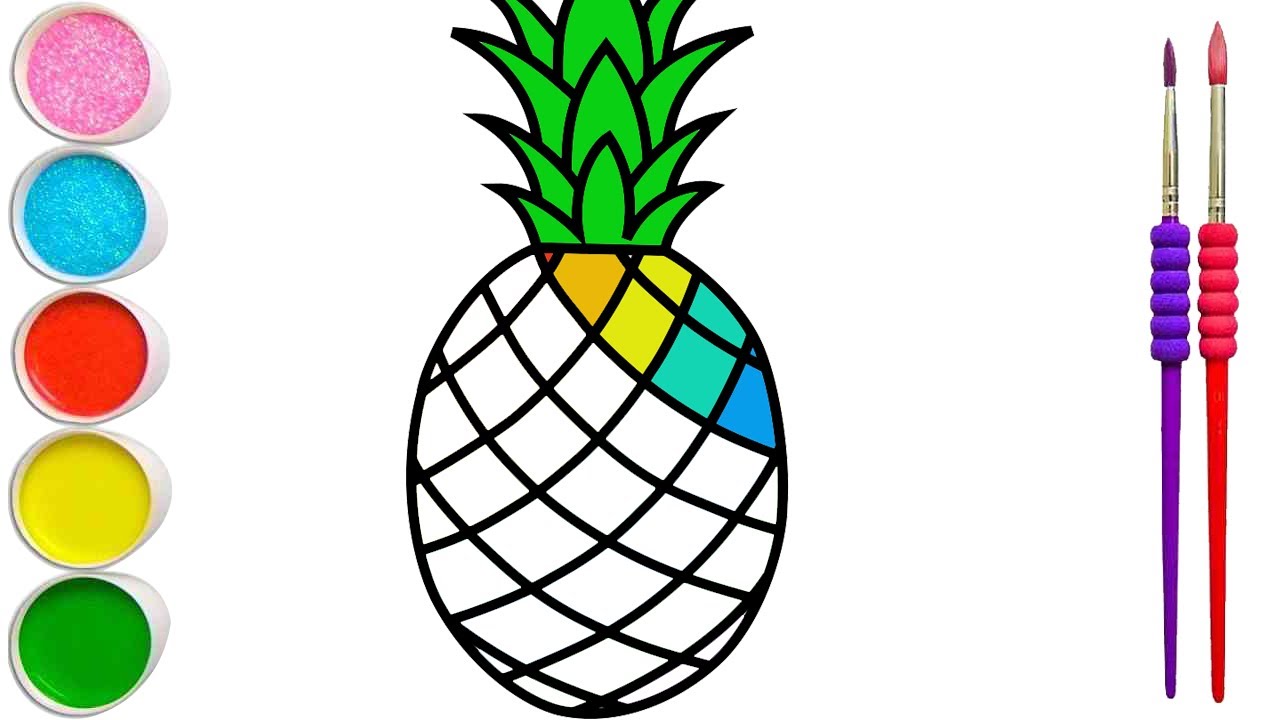 Learn draw and coloring pineapple for kids art time | Kid Magic Finger