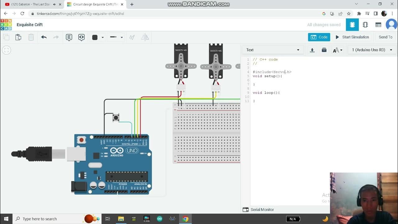 How to use tinkercad to control 3 servos with one push button (w ...