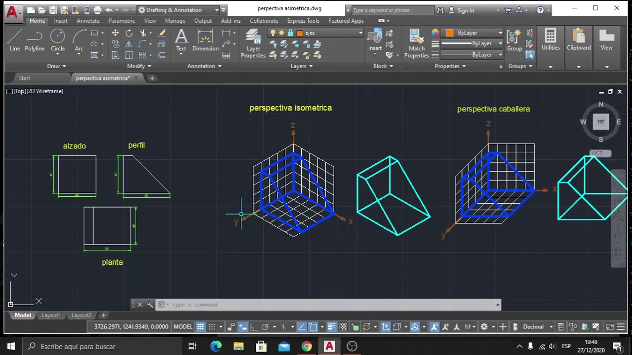 Perspectiva Isométrica y Caballera en AutoCAD - YouTube