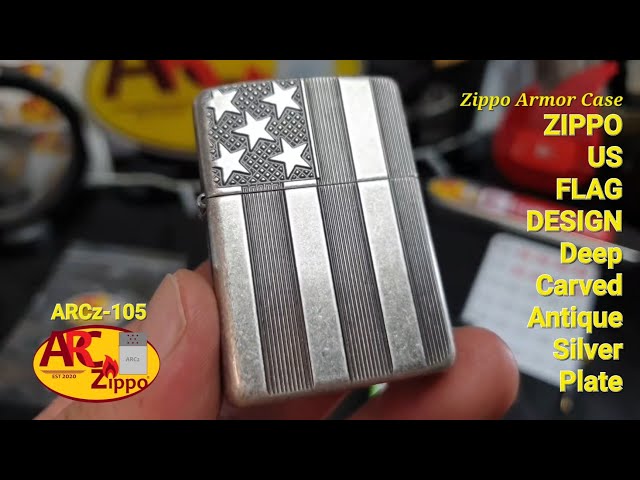 Zippo US FLAG (28974) | Antique Silver Plate | Zippo Armor Case