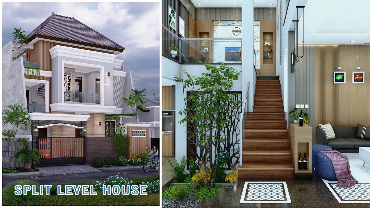 split level house design 10x17 meter dengan 5 kamar 4 toilet mushola rooftop