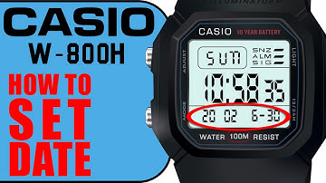 Casio W 800H -  How to set date  in 1 minute (8k)