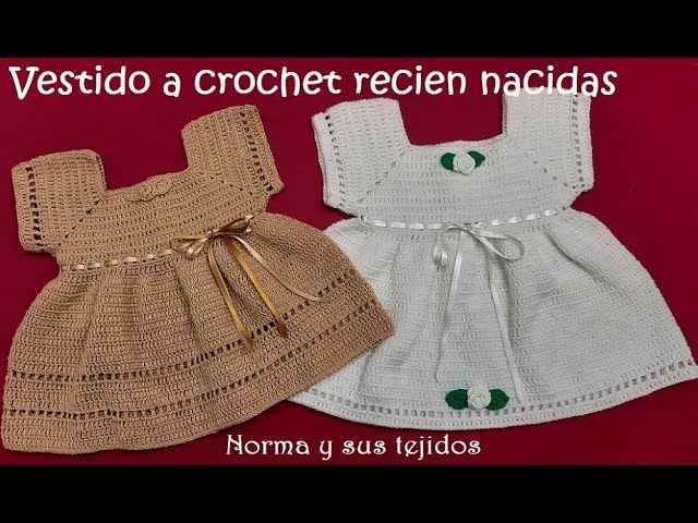 Vestido para niña a crochet recién nacida muy fácil #tejidos -