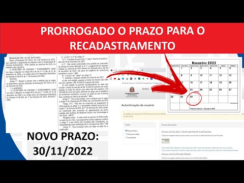 PRORROGADO PRAZO PARA O RECADASTRAMENTO - 30/11/2022