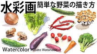 Watercolor Beginners How To Paint 簡単野菜スケッチ 初歩の水彩画 Watercolor 描き方 Masato Watanabe Youtube