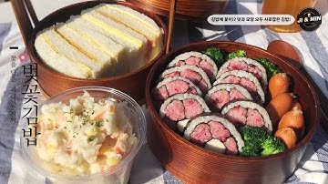 [레시피] 도시락 인싸템, 도시락에 꽃이!?ㅣ피크닉 도시락, 소풍용 이색김밥ㅣ벚꽃 김밥 만들기! : How to make Cherry blossoms Gimbap