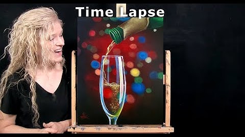 Learn How to Draw and Paint with Acrylics "POUR THE CHAMPAGNE"- Time Lapse Step by Step Art Tutorial