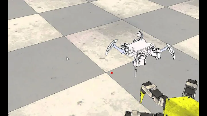 Quad robot walking on V-REP