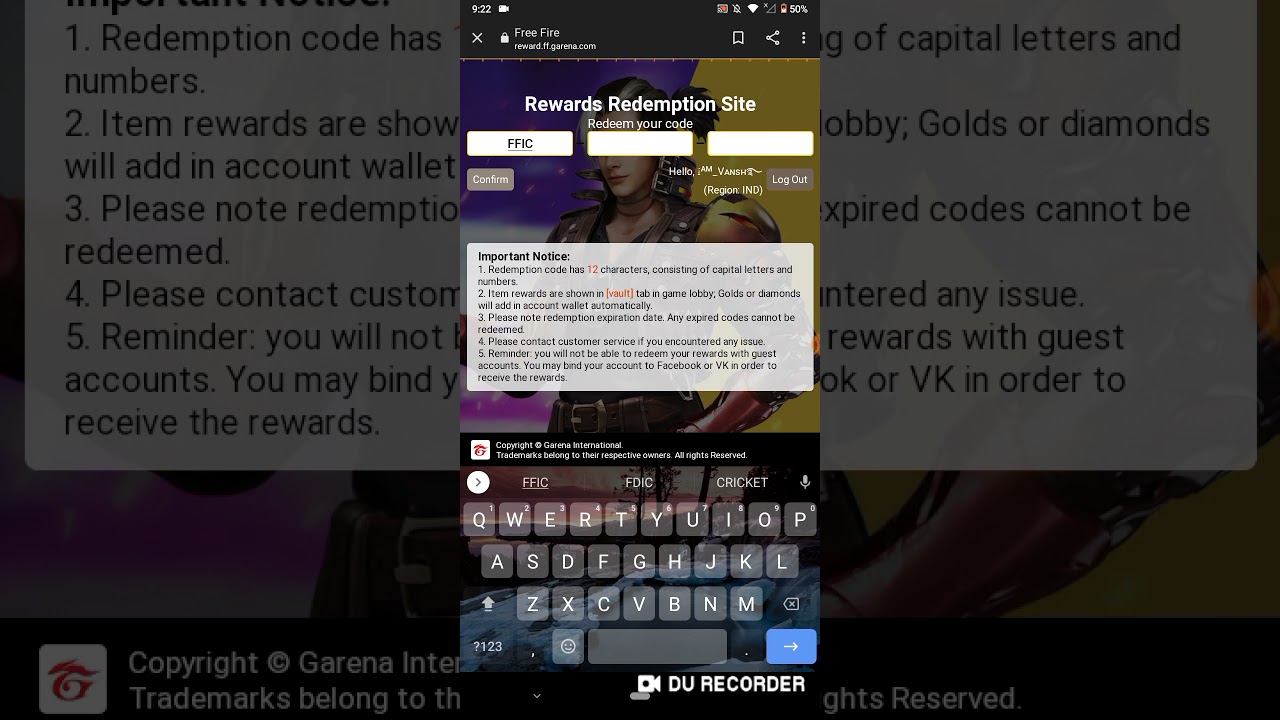 redeem code of FFIC || GRAND FINALE || REDEEM FAST