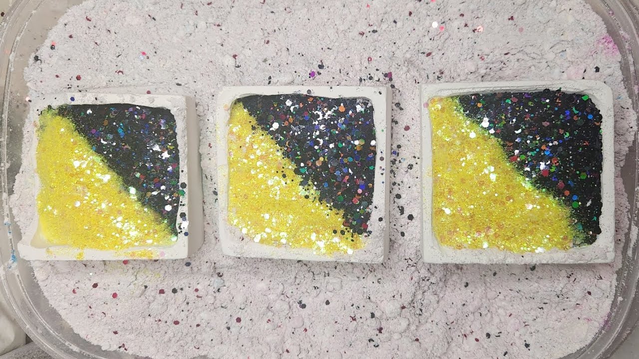 Black & Yellow crunchy gymchalk glitter bombs #fyp #asmr #gymchalkasmr #Sleepaid  #relaxingvideos 