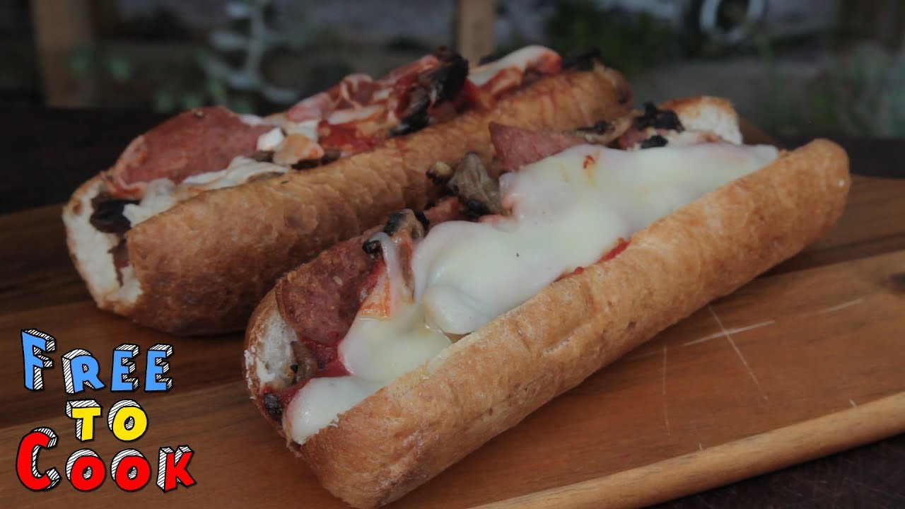 How to cook a Pizza Cheese Steak Sandwich - YouTube