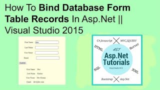 How to bind database form table records in asp net || visual studio 2015