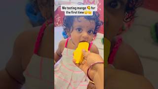 Aira tasting mango 🥭 for the first time …#shorts #trending #youtubeshorts #viralvideo