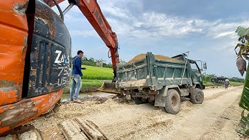 Ô TÔ TẢI HOA MAI CHỞ CÁT ĐÁ ĐỔ BEN SA LẦY CỰC CĂNG | MÁY XÚC CỨU HỘ CÔNG NÔNG CHỞ CÁT