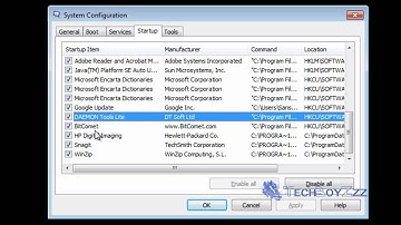 Managing StartUp Programs In Windows (7/Vista/XP)