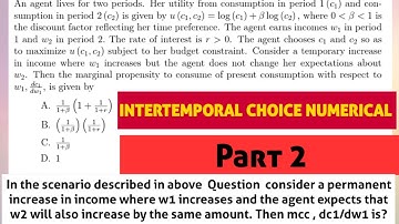 intertemporal Choice Numerical part 2 #intertemporalChoice #mathematicaleconomics #econmath #mit #KU