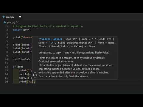 Calculate roots of quadratic equation python program || Program to find roots of Quadratic equation
