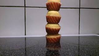 Lemon muffin tower falling over