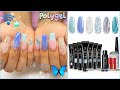 SAVILAND Blue Polygel Kit! Step By Step w Removal, Filing! French Tips Color Blocking Glitter💙