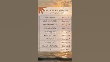 جدول لختم القرآن الكريم كاملا في العشر الاوائل من شهر ذي الحجة #فذكر #اكسبلور #اسلاميات