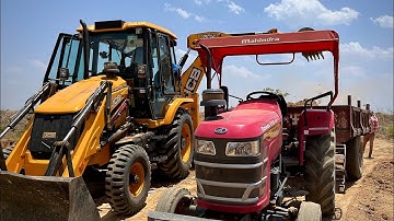 Mahindra YUVO 415DI Tractor Trolley Pulling Fully Loaded Trolley | Jcb 3dx And Tractor Work Together