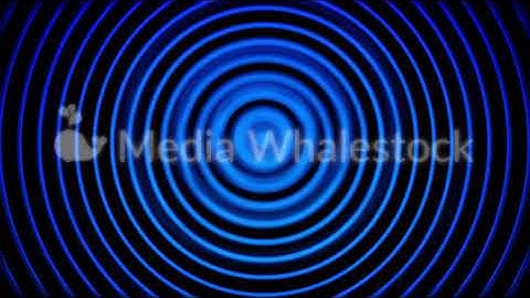 Blue radio wave, radar or sonar, hypnotic effect, seamless loop. Animation. Rotating bright neon