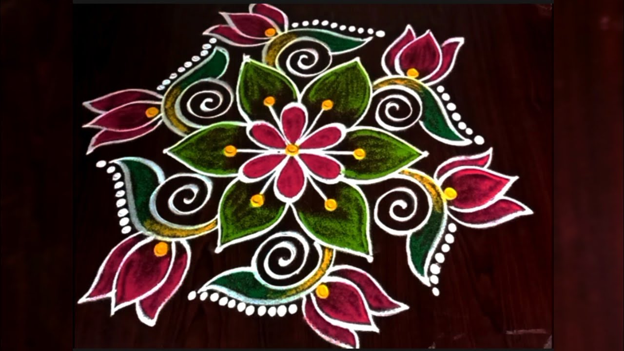 creative and beautiful 5 dots rangoli🌺sravanmaasam rangoli#kolam - YouTube