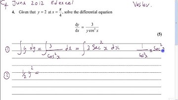 A2 Maths C4 question 4, June 2012 Past Exam Question Edexcel