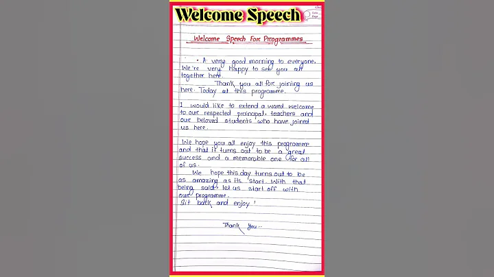 Welcome Speech for Program in English l Welcome Speech