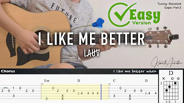 I Like Me Better (Easy Version) - Lauv | Fingerstyle Guitar | TAB + Chords + Lyrics