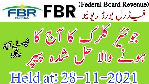 LDC (Lower Division Clerk) FBR Solved Paper || Held at 28-11-2021 || FBR Solve Paper || JobzMcqz