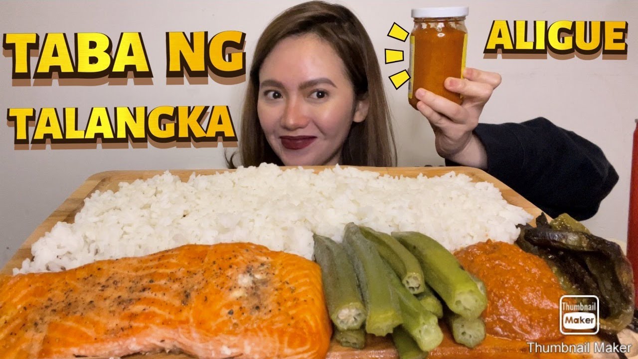 PUTOK BATOK TABA NG TALANGKA (CRAB PASTE) + SALMON + OKRA MUKBANG || Sini Valencia