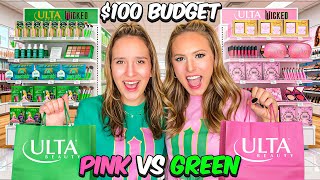 $100 WICKED PINK VS GREEN SHOPPING CHALLENGE AT ULTA 💖🫧💚🧹
