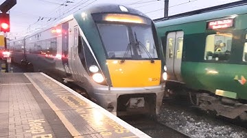 Irish Rail 8300, 29000 and 22000 Class Trains at Connolly Station in Dublin, Ireland