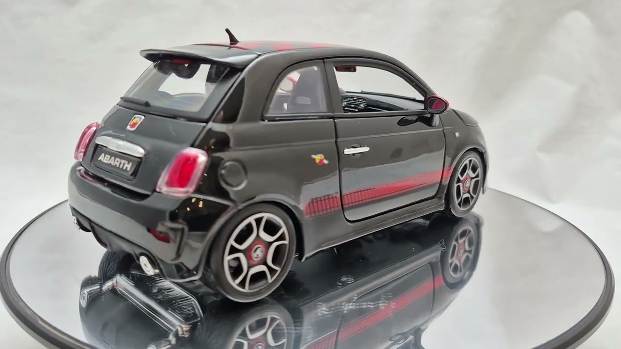 Burago Fiat Abarth 500 Metallic Black Red Accents