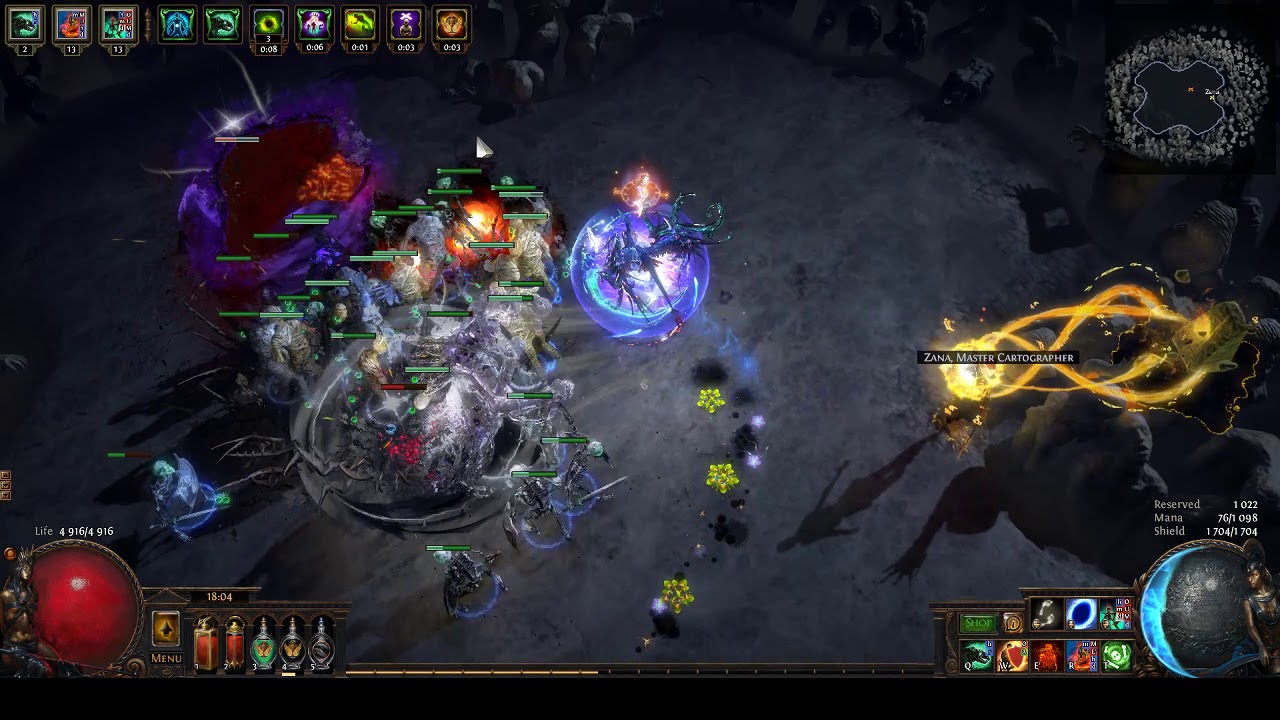 PoE Blight 3.8 - Necromancer - Zombie + Skeletons - Uber Elder 1min 43sec
