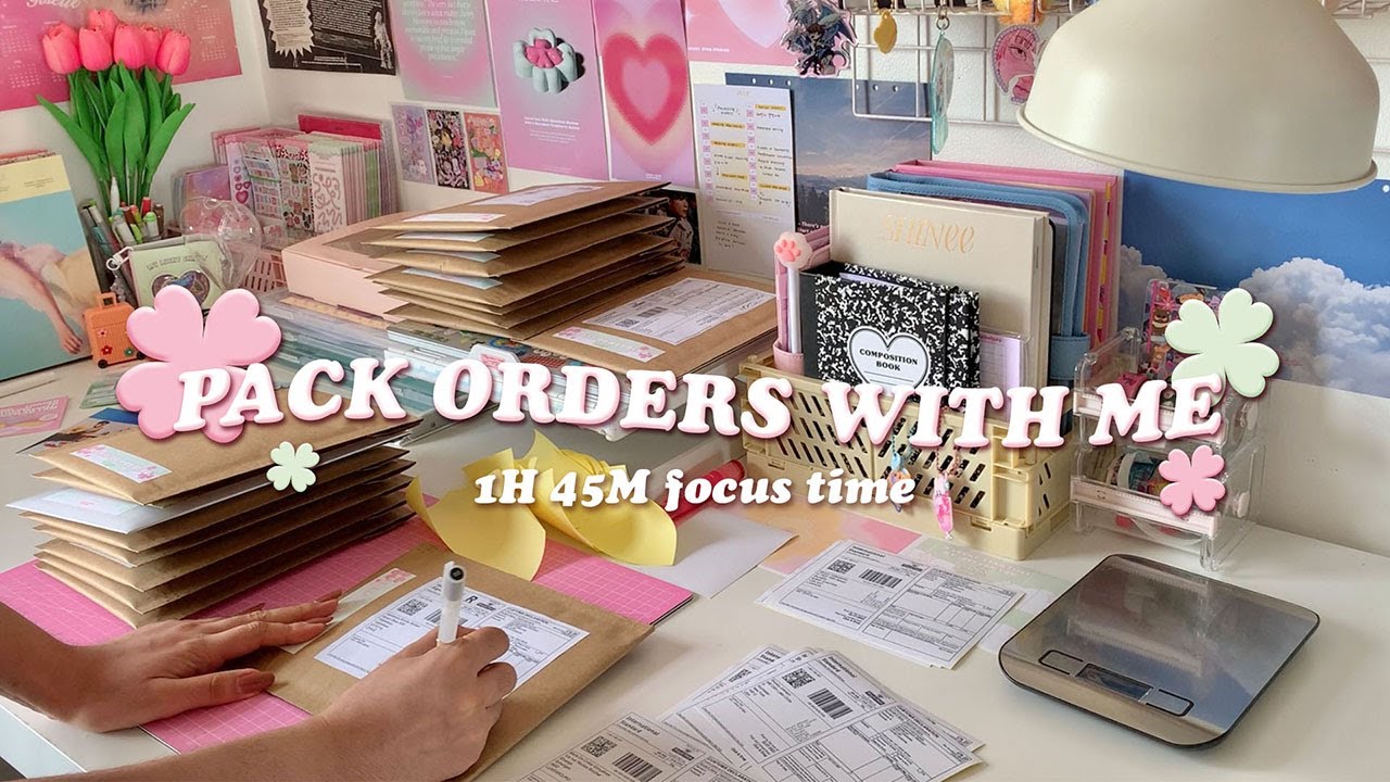 asmr pack orders with me 📔 real time wfh, no bgm, relaxing studio vlog for studying & work