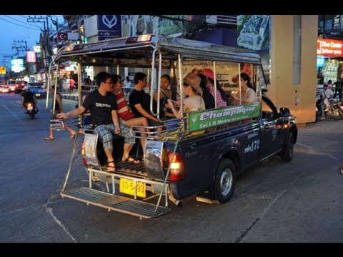 Baht Bus in Pattaya Thailand - YouTube