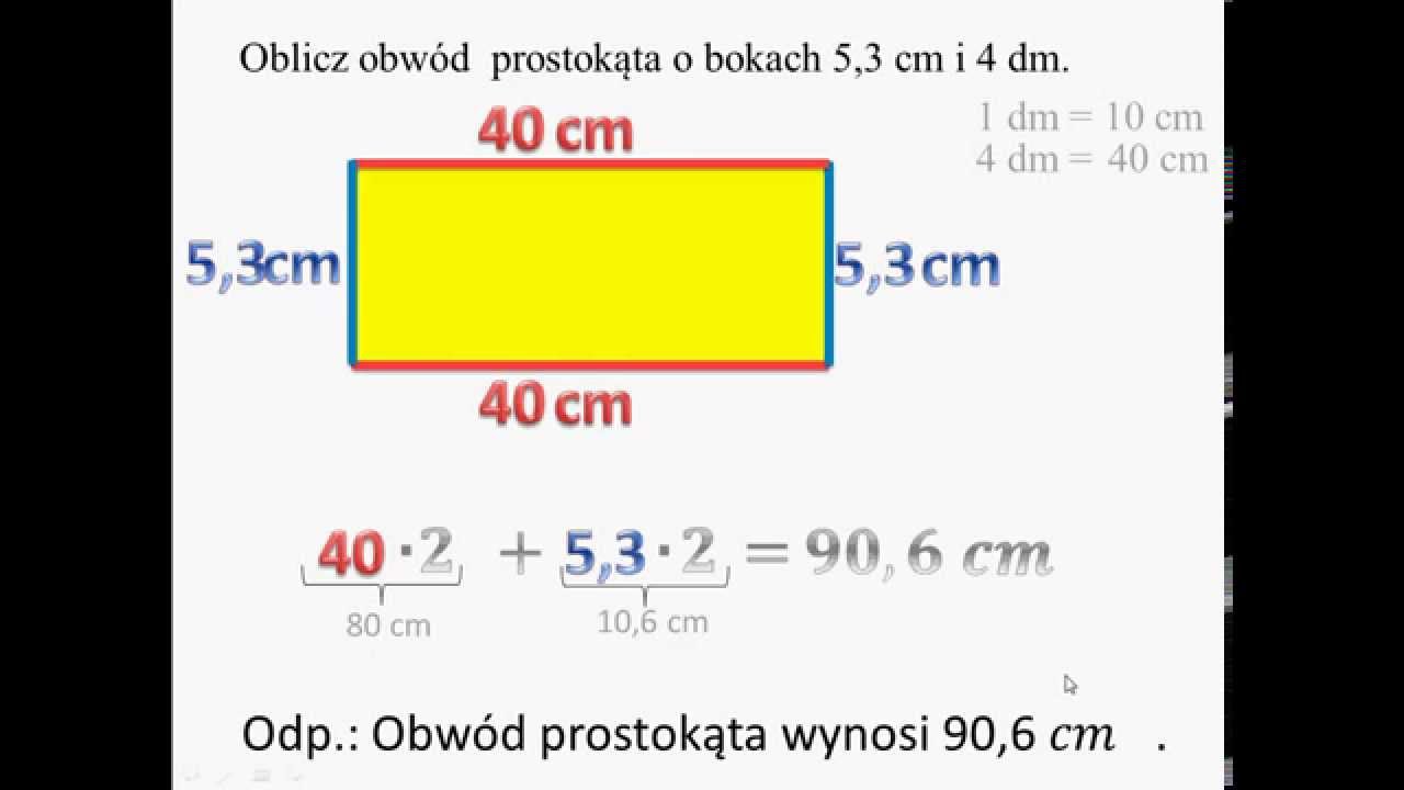 Oblicz Pole I Obwód Prostokąta Oblicz obwód prostokąta. - YouTube