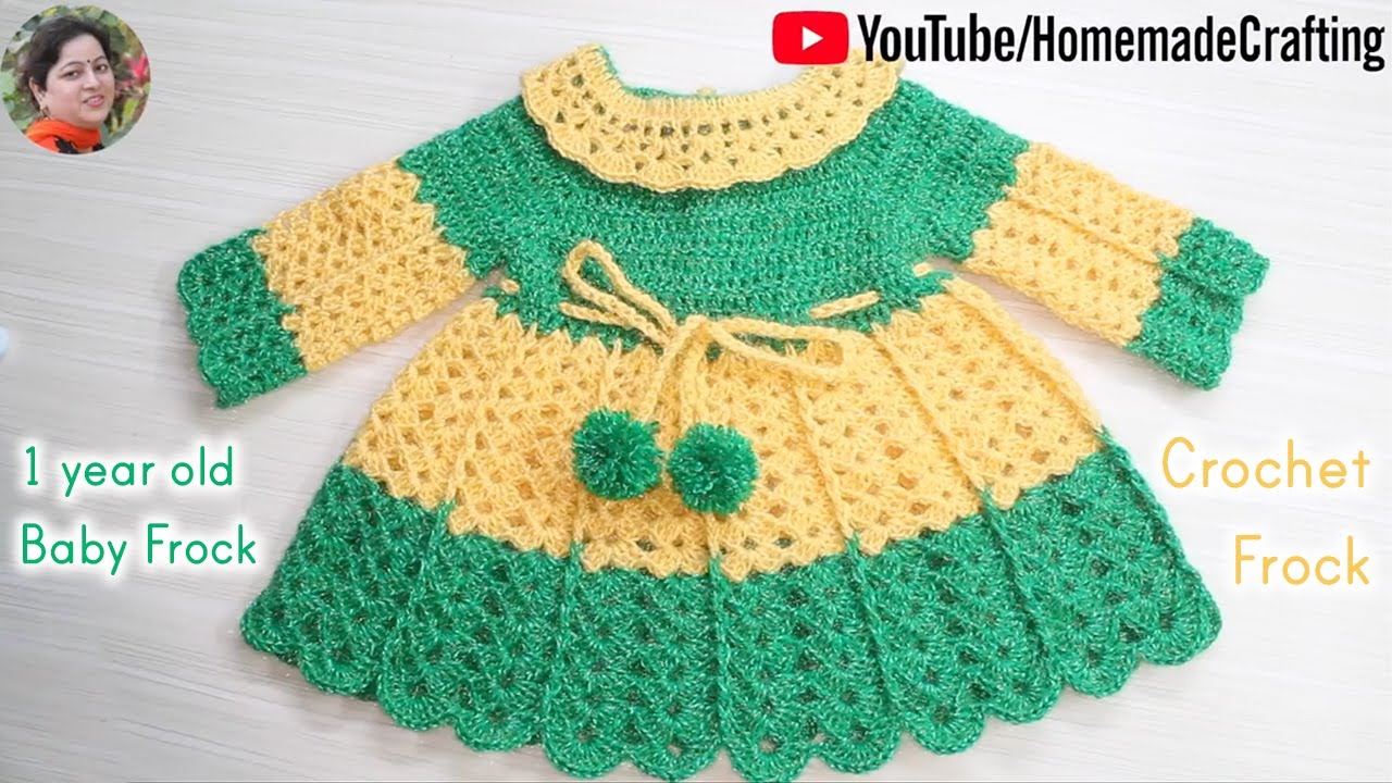 Crochet 1 year old Baby Woolen Frock  Frilly Frock  YouTube