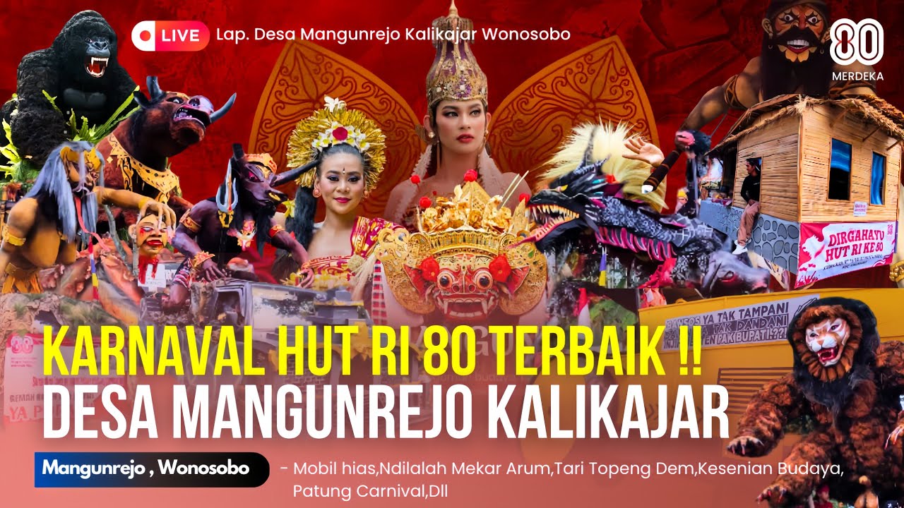Karnaval HUT RI 80 terbaik desa Mangunrejo kalikajar Wonosobo - cerita desa wonosobo