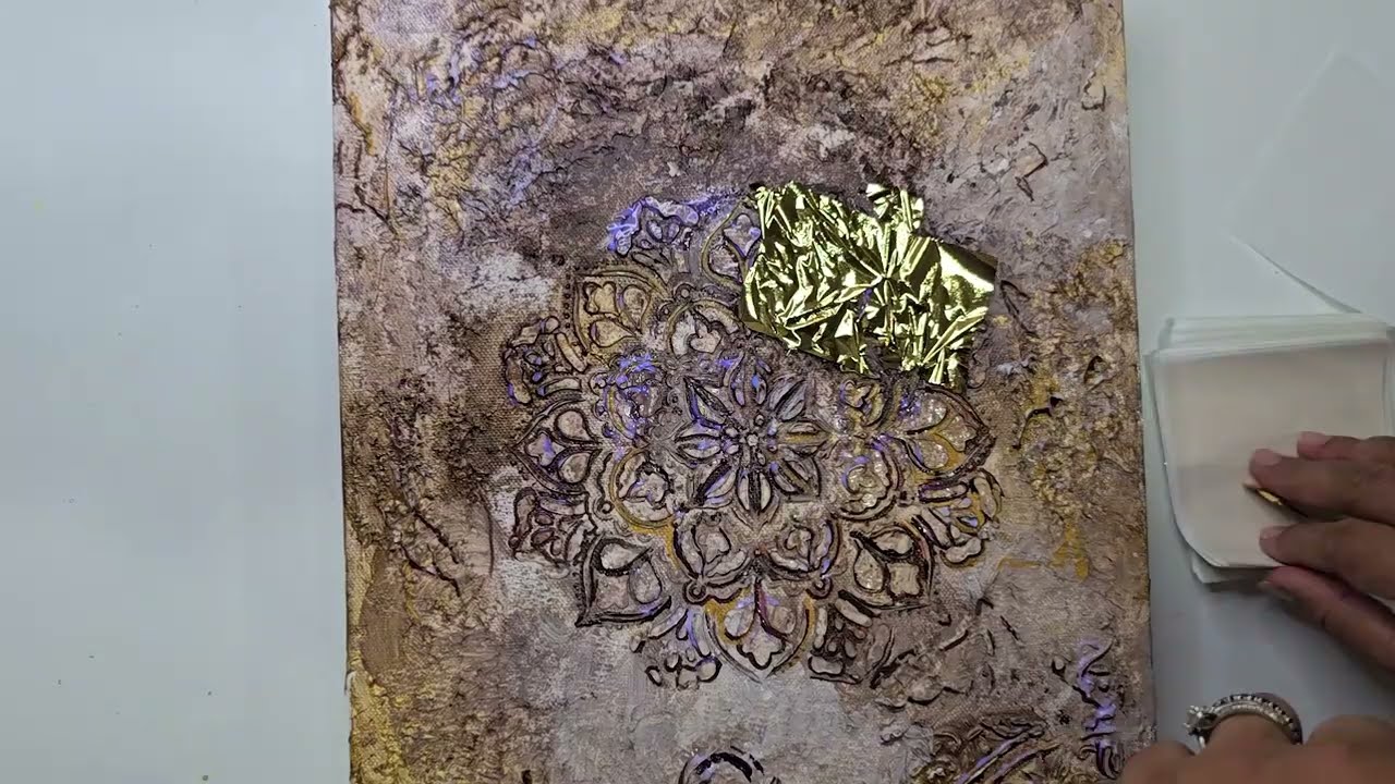 Gold Texture Painting on Canvas ✨ | Easy Modeling Paste & Stencil Art for All Ages