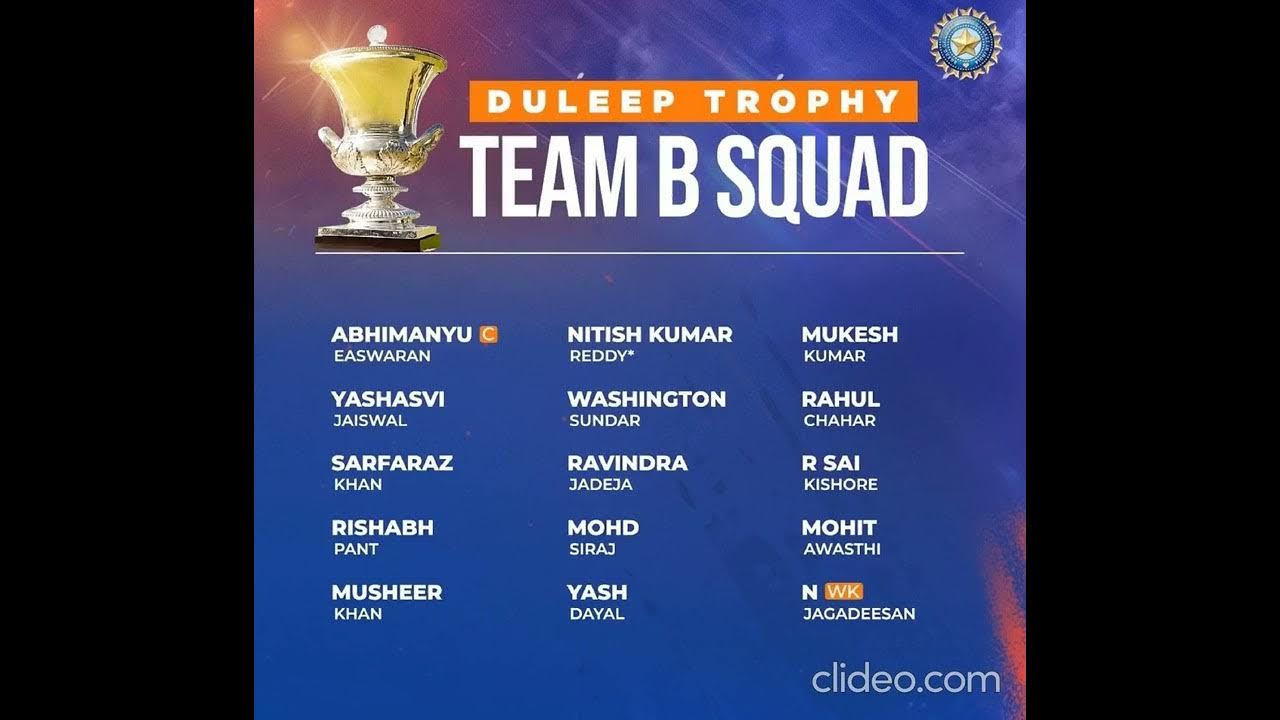Duleep Trophy 2024 Teams and squadcricket shortsvideo YouTube
