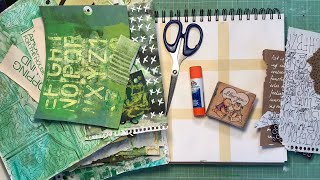Green Collage Grids - Warm Up For Green Collage Ring Journal