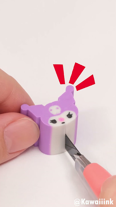 The right way to cut an eraser! #pochacco #cinnamoroll #sanrio #cute