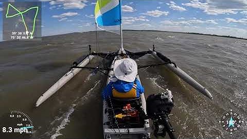 Delaware Bay High Speed Sail on a Hobie Tandem Island Sailing Kayaks - 4K