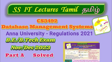 CS3492 Database Management Systems 2024 Anna University Solved #dbms #universityexam #solved #db