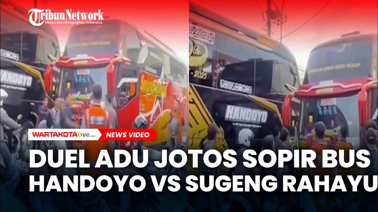 Detik-Detik Duel Adu Jotos Sopir sopirBus Handoyo dengan Sugeng Rahayu